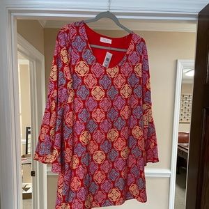 Woman’s short Peach Love California dress bright red with various bright colors